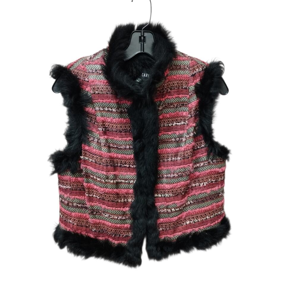 Carlisle Womens Faux Fur Textured Suede Vest 10 Rainbow Indie Sleeze Festival